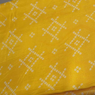 Yellow Traditional Bandhej Dola Silk Fabric