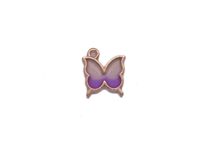 Purple White Butterfly Shaped Metal Glass Charms