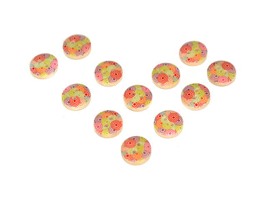 Multicolour Circular Printed 2 Hole Wooden Buttons