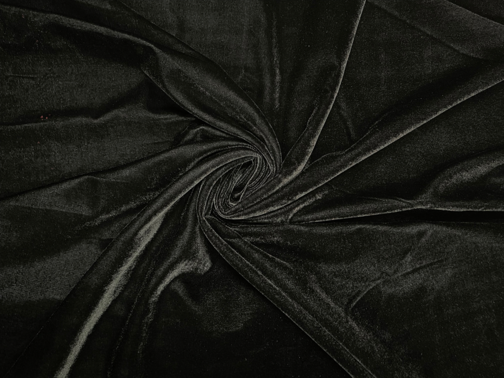 Black Plain Viscose Micro Velvet Fabric