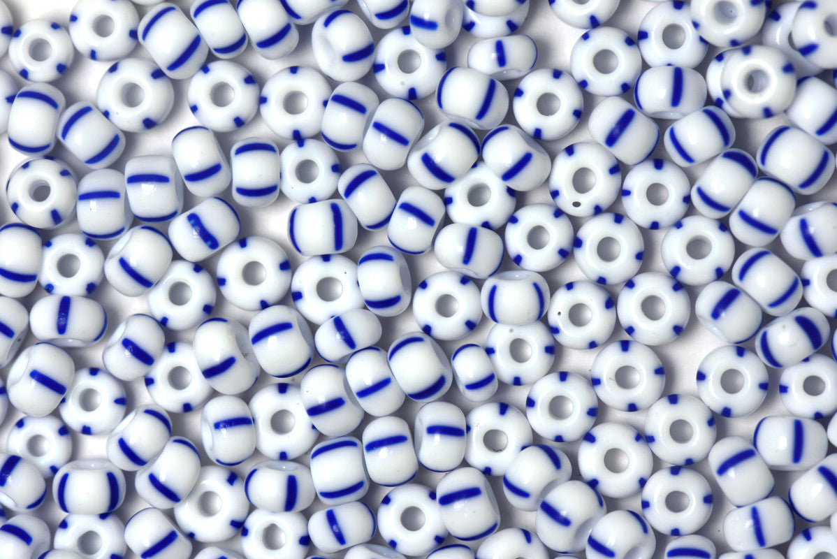 White & Blue Preciosa Stripes Seeds Beads