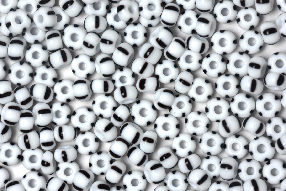 White & Black Preciosa Stripes Seeds Beads