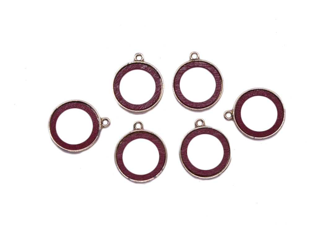 Dark Maroon Round Shaped Metal Charms