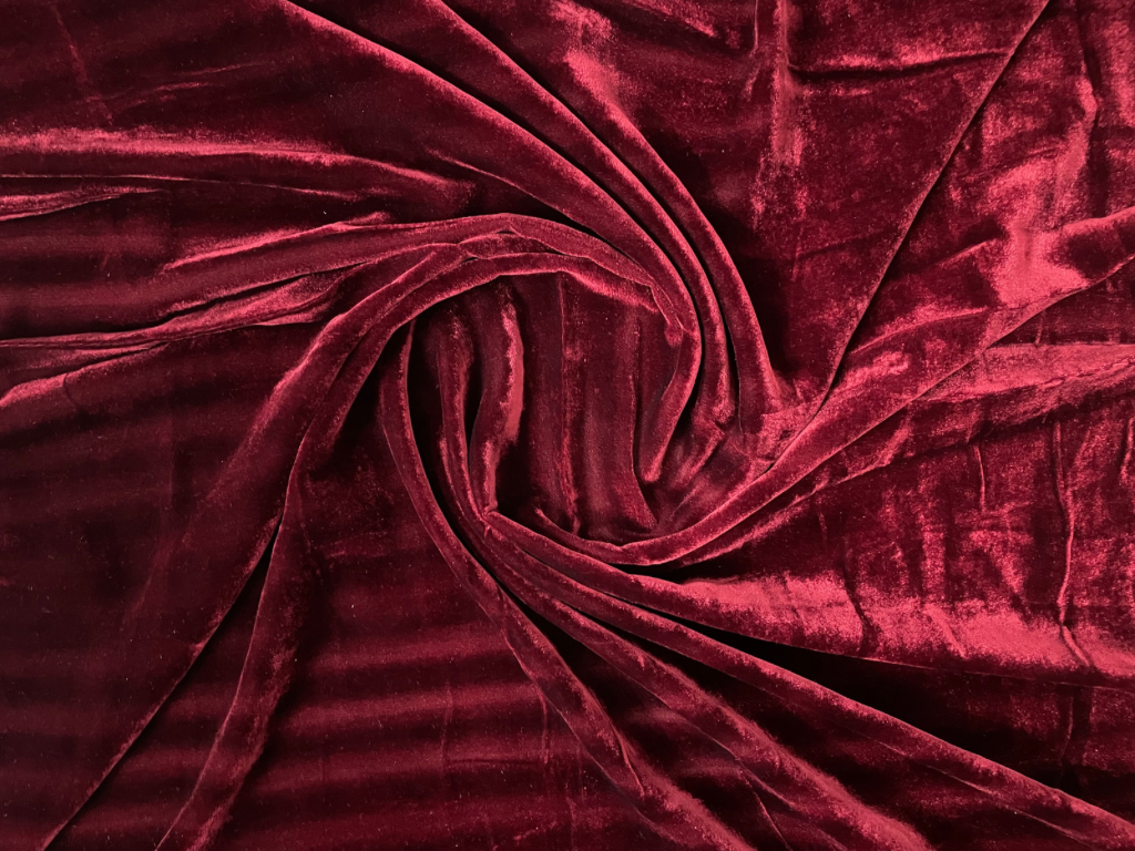 Maroon Plain Viscose Micro Velvet Fabric