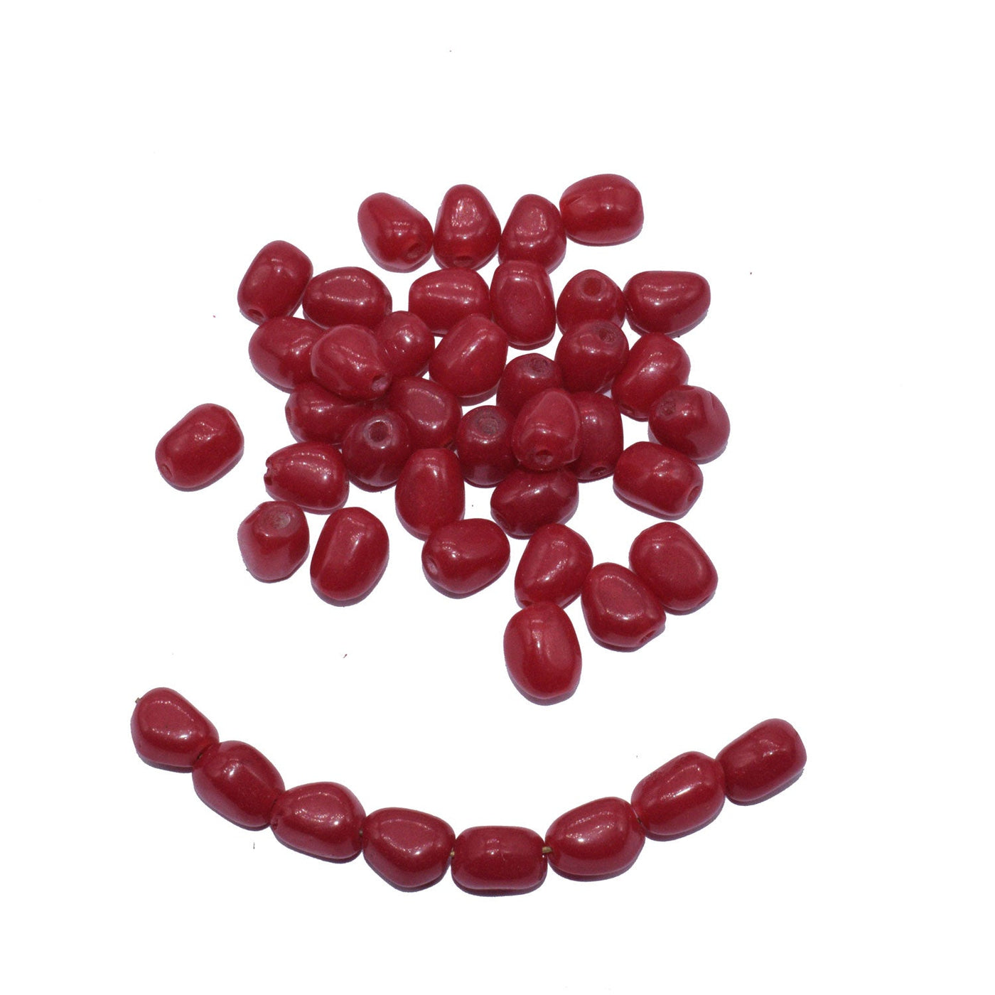 Deep Red Tumble Painted Glass Beads