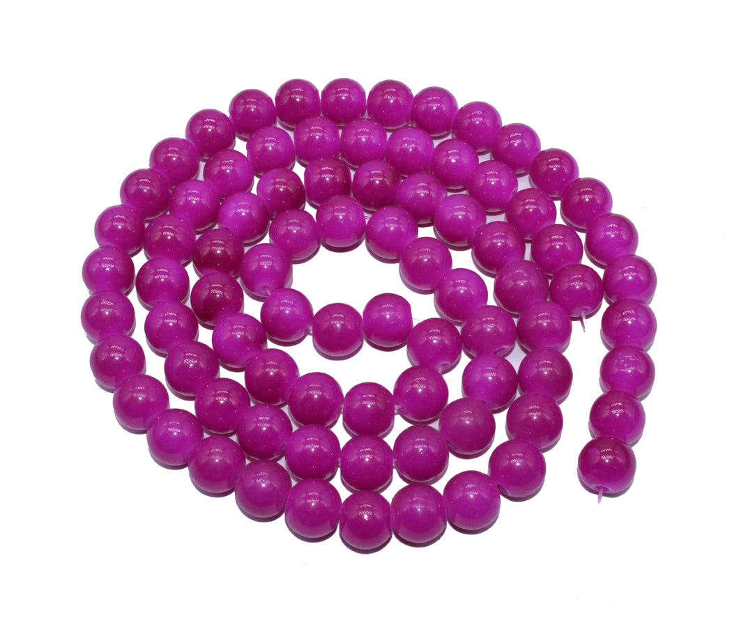 Purple Round Painted Glass Beads