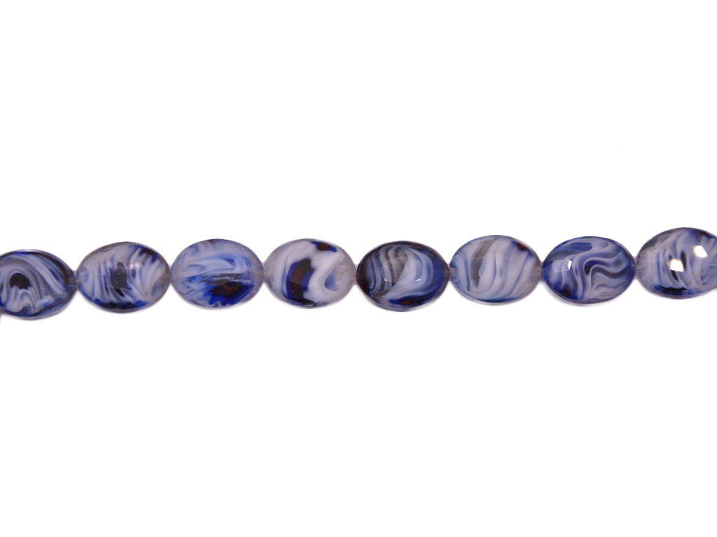 White Dark Blue Double Tone Designer Glass Beads