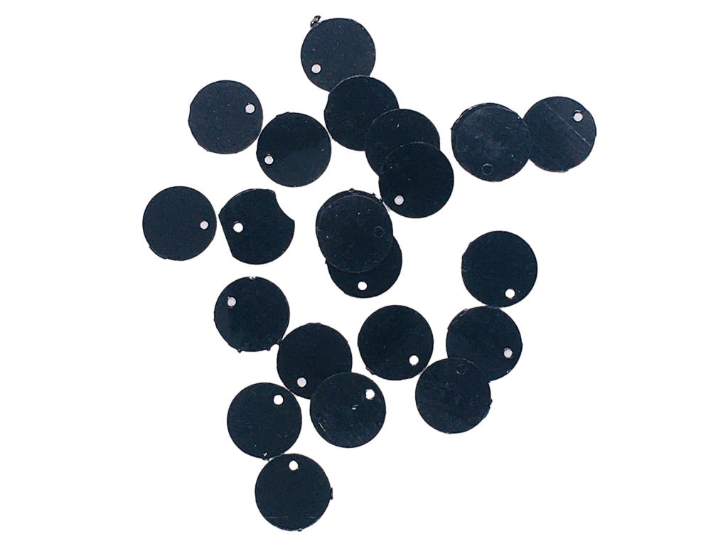 Black Circular 1 Hole Plastic Sequins