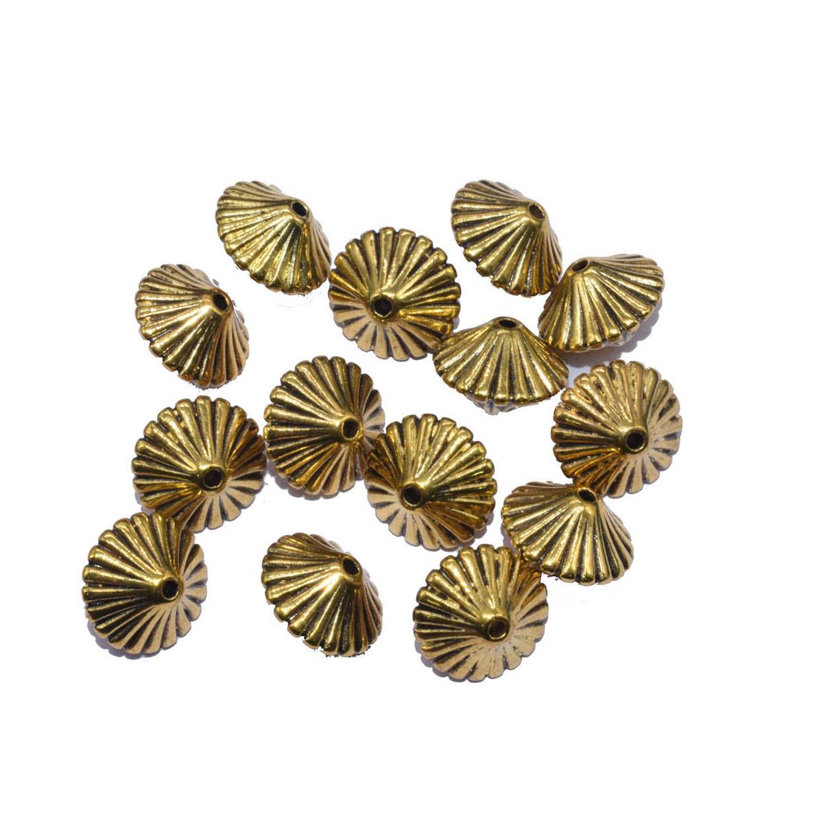 Golden Designer Bicone Acrylic Beads - 13x10 mm