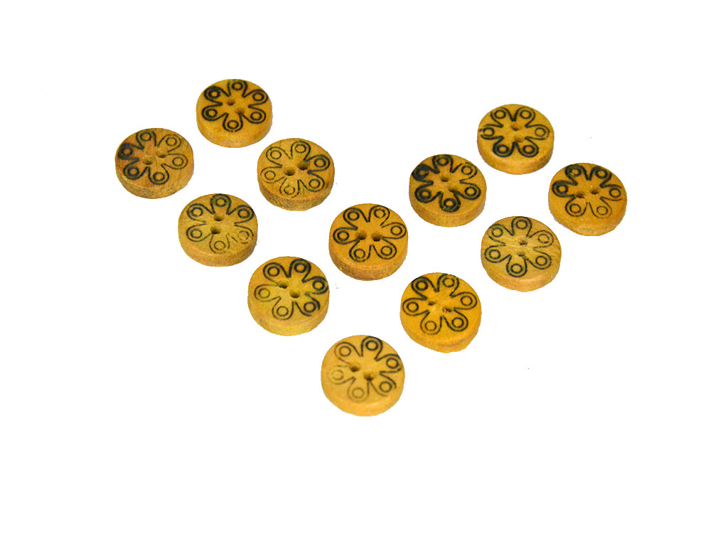 Floral Printed 2 Hole Wooden Buttons 4