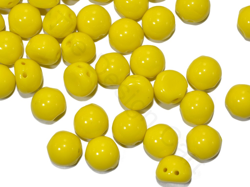 Yellow Cabochon Czech Glass Beads | The Design Cart (1722763509794)