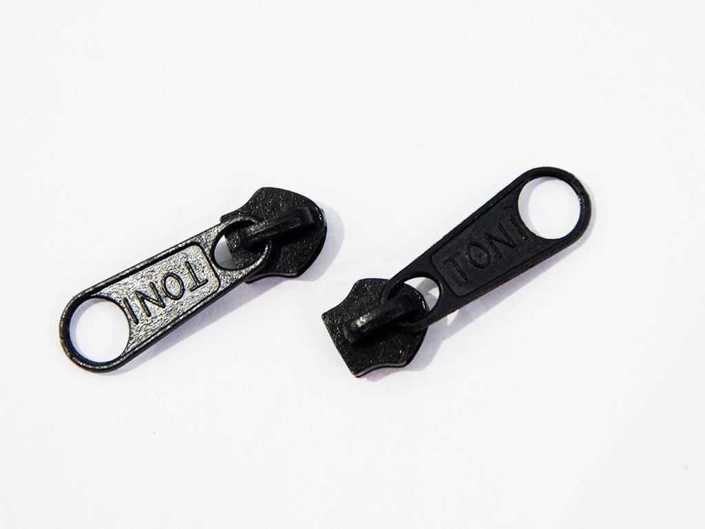 Black Metal Zipper Sliders / Pull Tab