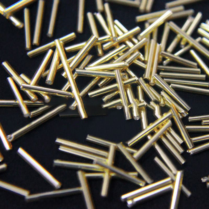 Light Golden Transparent Bugle Beads