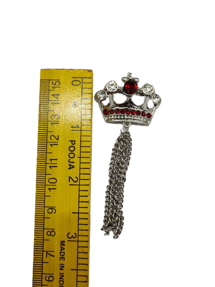 Red Studded Crown Brooch