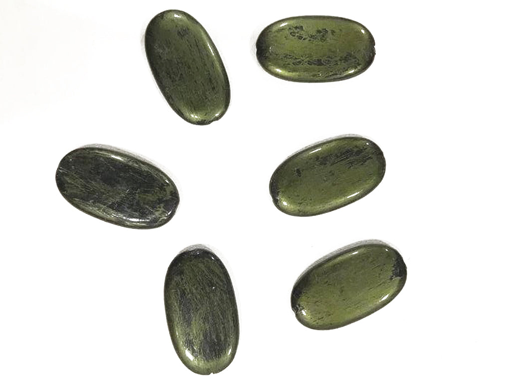 army-green-oval-shaped-with-black-texture-plastic-beads