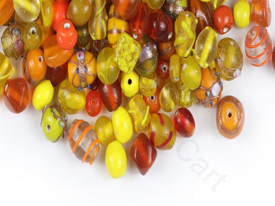 Yellow Orange Assorted Handmade Glass Beads | The Design Cart (1843985907746)