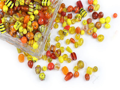 Yellow Orange Assorted Handmade Glass Beads | The Design Cart (1843985907746)