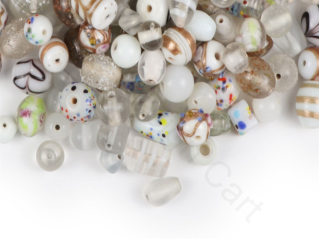 White Assorted Handmade Glass Beads | The Design Cart (1843986104354)