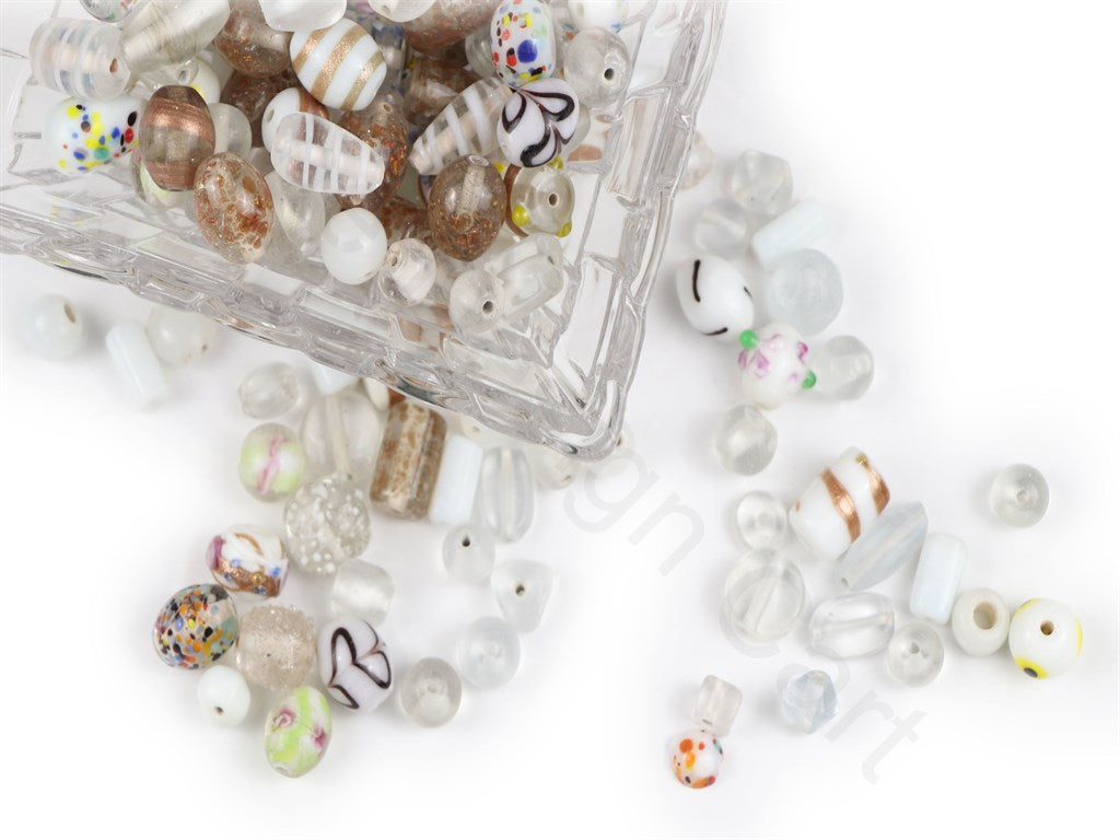 White Assorted Handmade Glass Beads | The Design Cart (1843986104354)