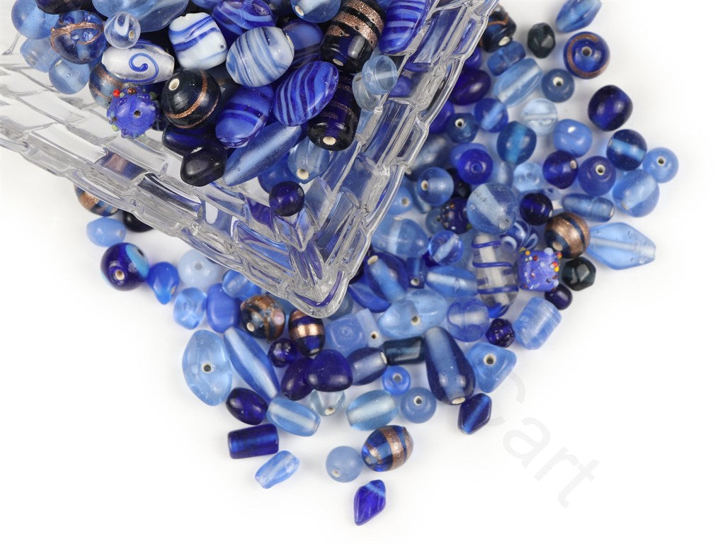 Blue Assorted Handmade Glass Beads | The Design Cart (1843986333730)