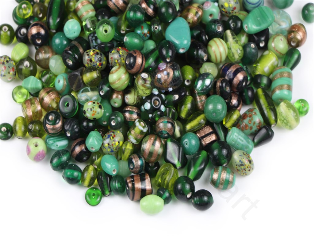 Green Assorted Handmade Glass Beads | The Design Cart (1843986628642)