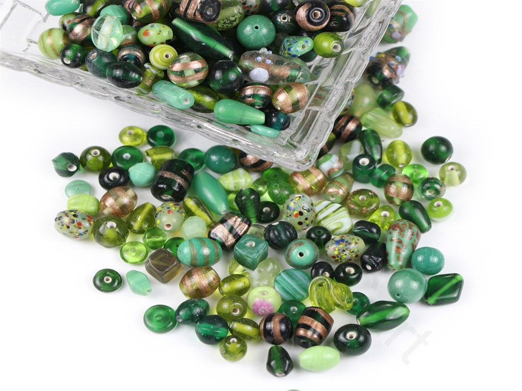 Green Assorted Handmade Glass Beads | The Design Cart (1843986628642)