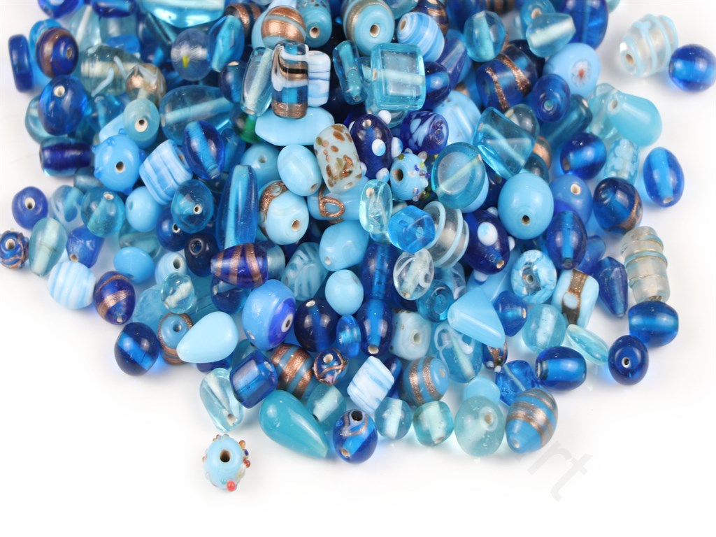 Light Blue Assorted Handmade Glass Beads | The Design Cart (1843986661410)