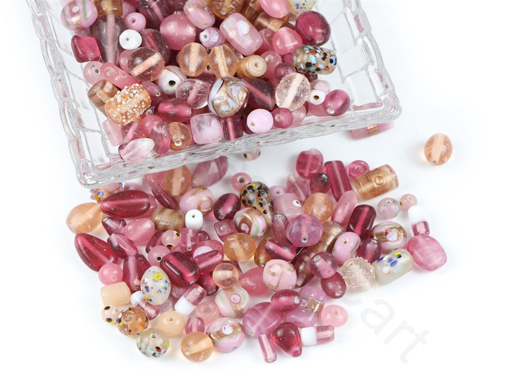 Pink Assorted Handmade Glass Beads | The Design Cart (1843986858018)