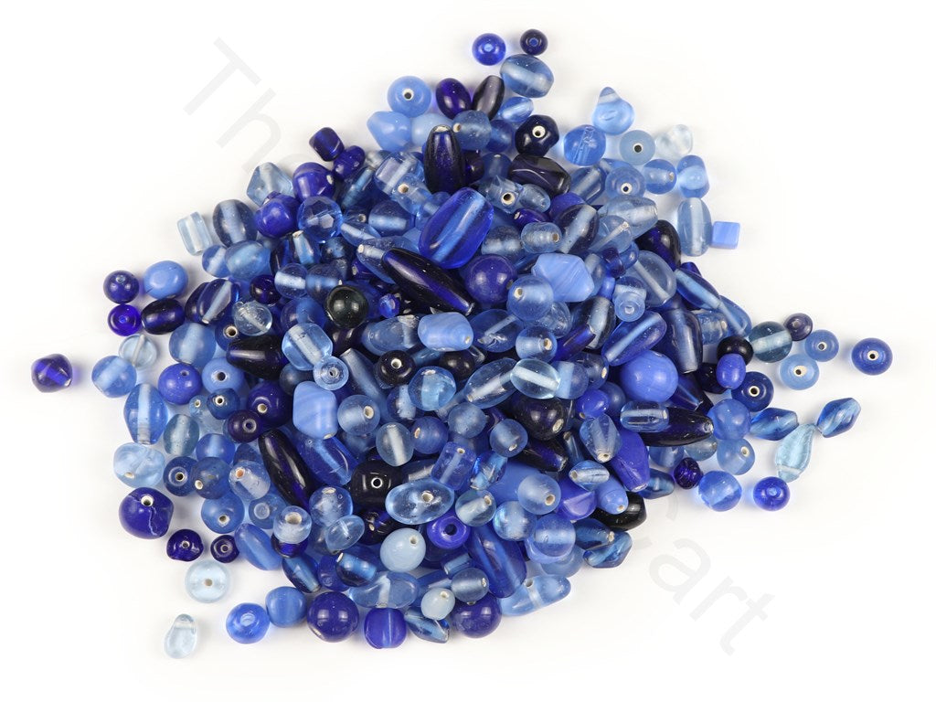 Navy Blue Assorted Handmade Glass Beads | The Design Cart (1843987415074)