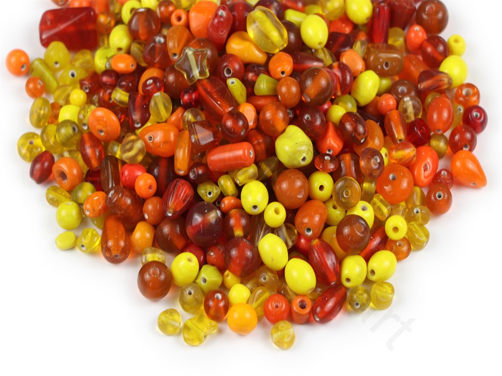 Orange Yellow Assorted Handmade Glass Beads | The Design Cart (1843987677218)