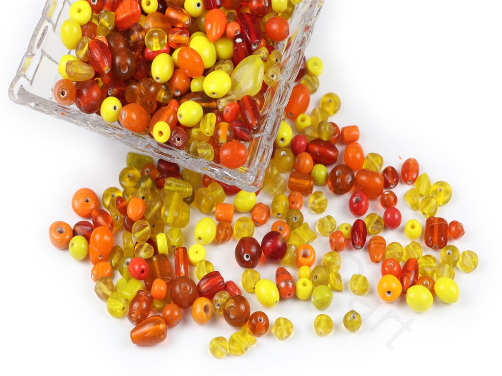 Orange Yellow Assorted Handmade Glass Beads | The Design Cart (1843987677218)