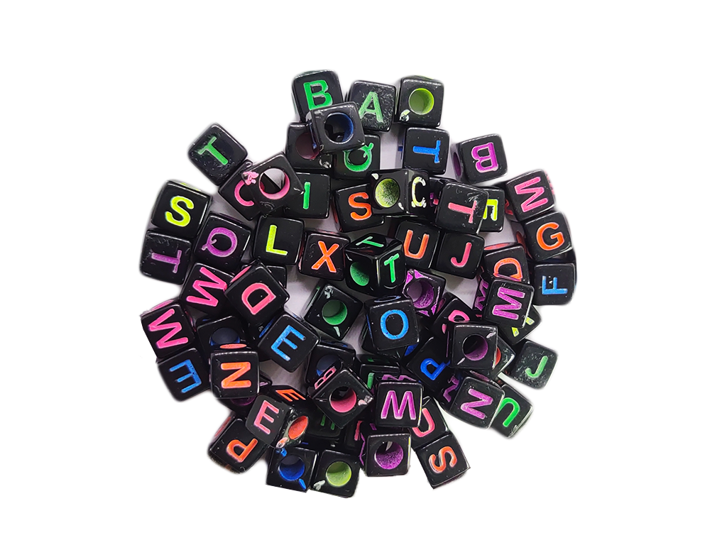 Black Square Plastic Beads