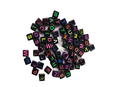 Black Square Plastic Beads