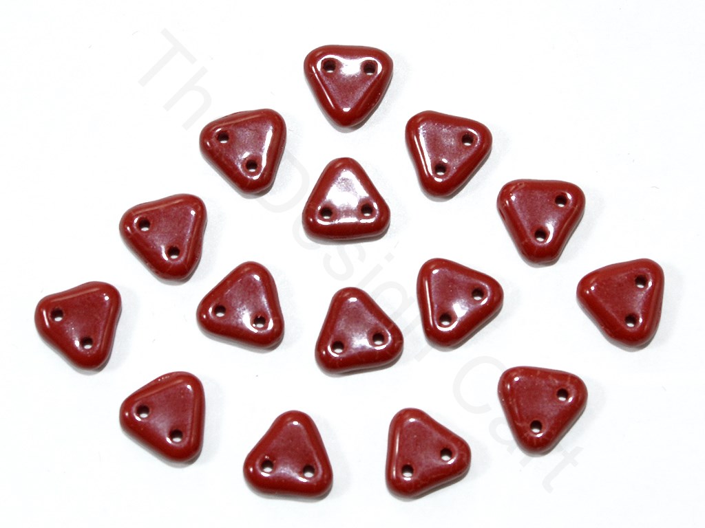 Maroon 2 Hole Triangular Czech Glass Beads | The Design Cart (1827261448226)