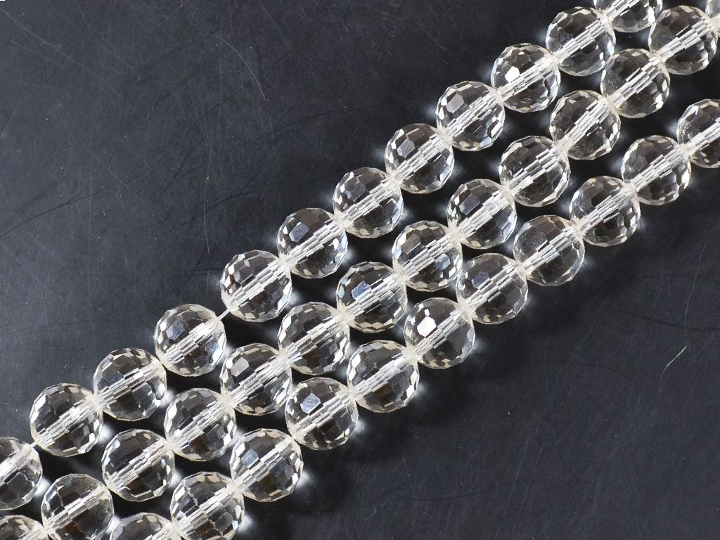 White Transparent Faceted Spherical Crystal Beads | The Design Cart (3836563161122)