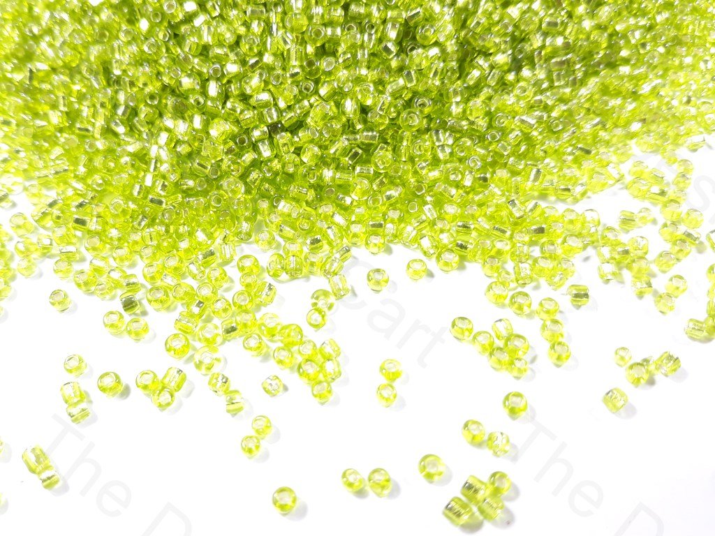 Peridot / Olive Green Silverline Round Rocaille Seed Beads (1759391318050)