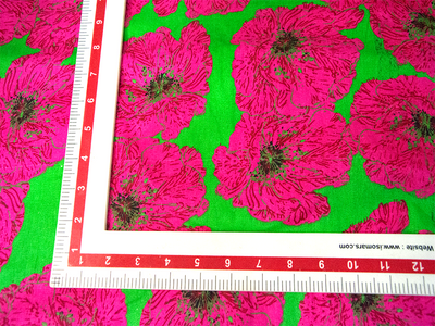 Lime Green Hot Pink Multicolor Floral Printed Canvas Fabric