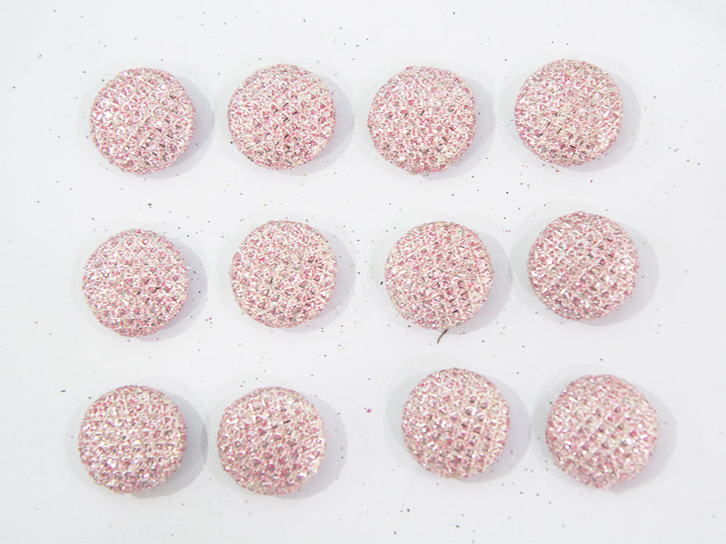 Light Pink Glitter Fabric Buttons