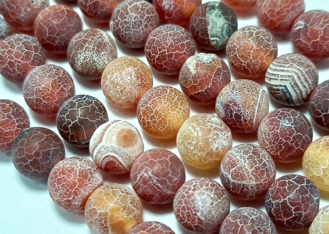 Brown Multicolor Frosted Glass Quartz Beads