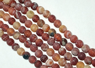 Brown Multicolor Frosted Glass Quartz Beads