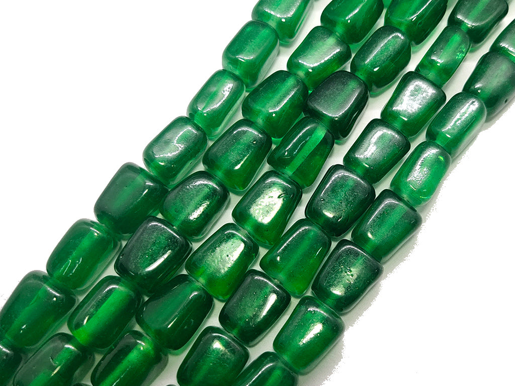 Dark Green Fire Polished Tumble Glass Beads