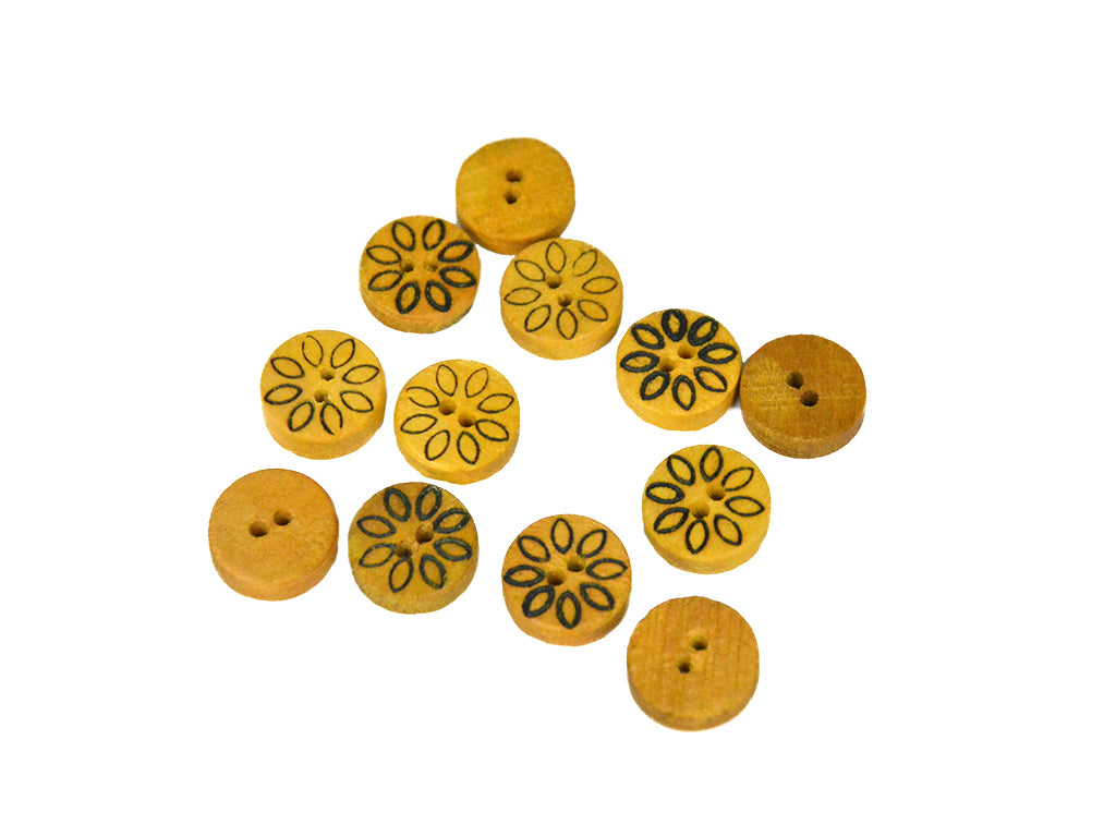 Floral Printed 2 Hole Wooden Buttons 2