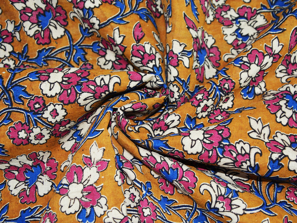 orange-floral-kalamkari-fabric