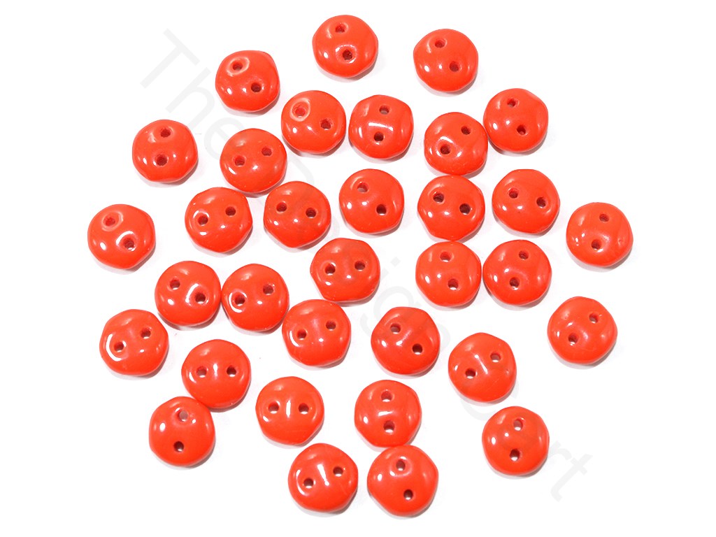 Red Lentil 2 Hole Czech Glass Beads | The Design Cart (1827261480994)