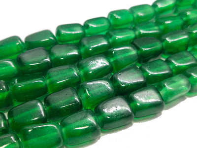 Dark Green Fire Polished Tumble Glass Beads