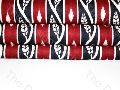 red-black-leaves-border-design-cotton-fabric