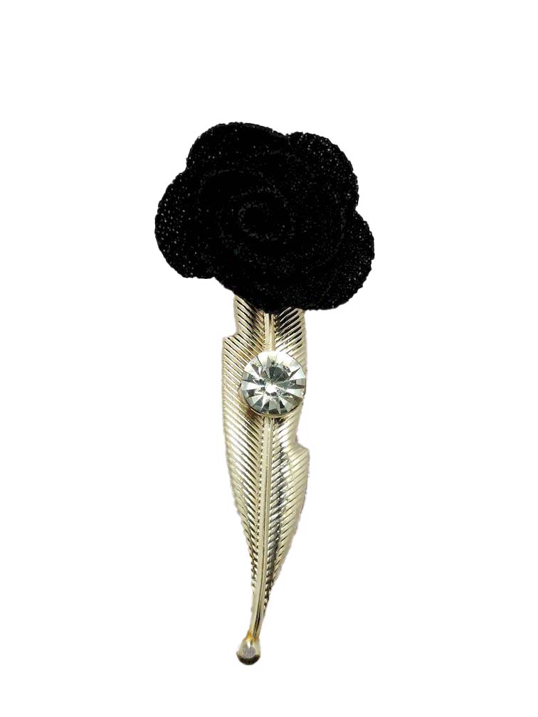 Matte Black Open Flower Brooch