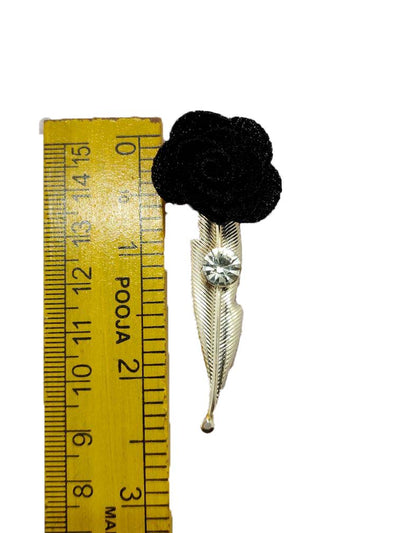 Matte Black Open Flower Brooch