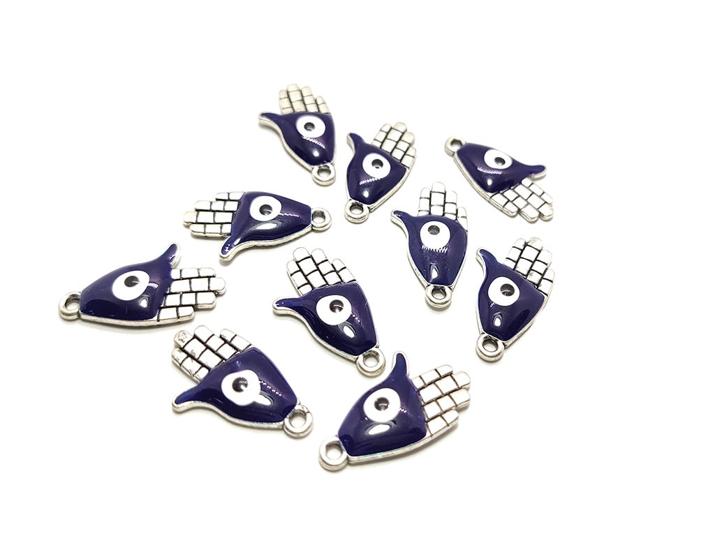 Dark Blue & Silver Hamsa Charms