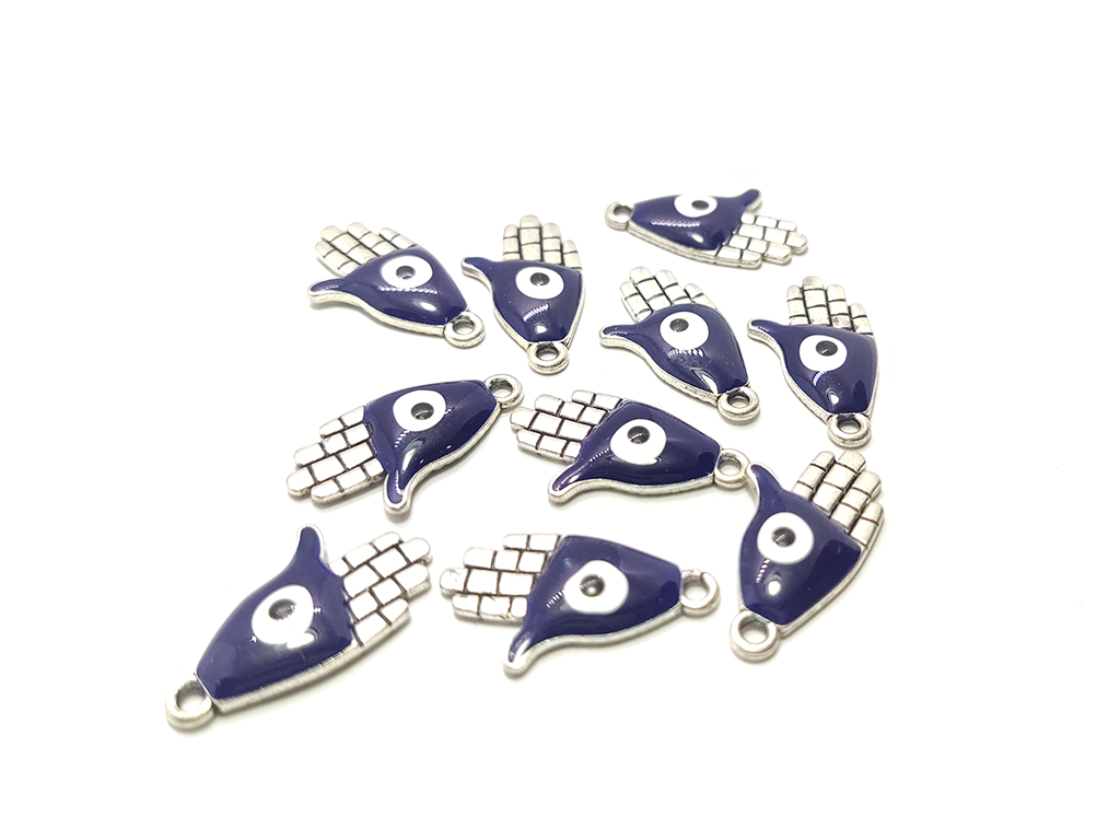 Dark Blue & Silver Hamsa Charms